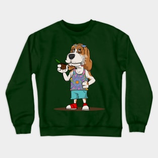 Hippie basset hound dog Crewneck Sweatshirt